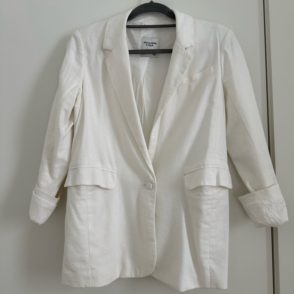 Abercrombie and fitch white linen blazer